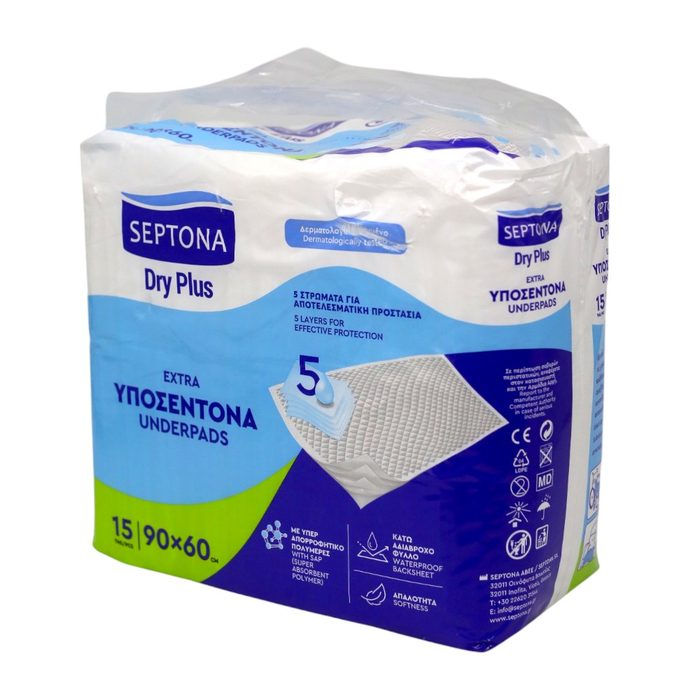 Septona пеленки вологопоглинаючі одноразові Dry Plus Extra 60*90 15 шт.